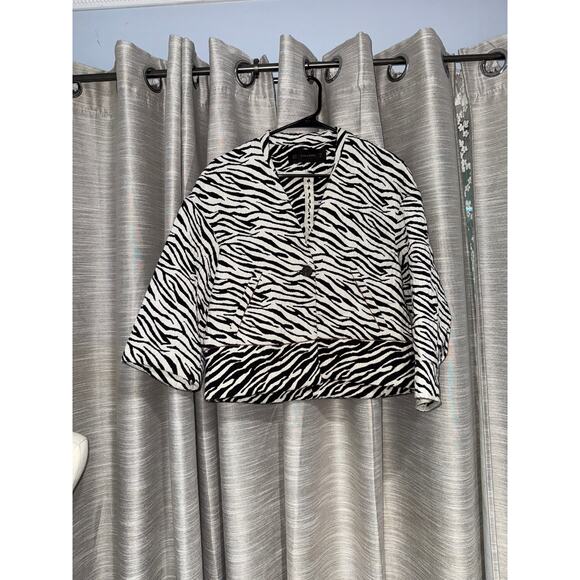 Zara Basic black and white zebra print blazer size XS - Picture 1 of 4